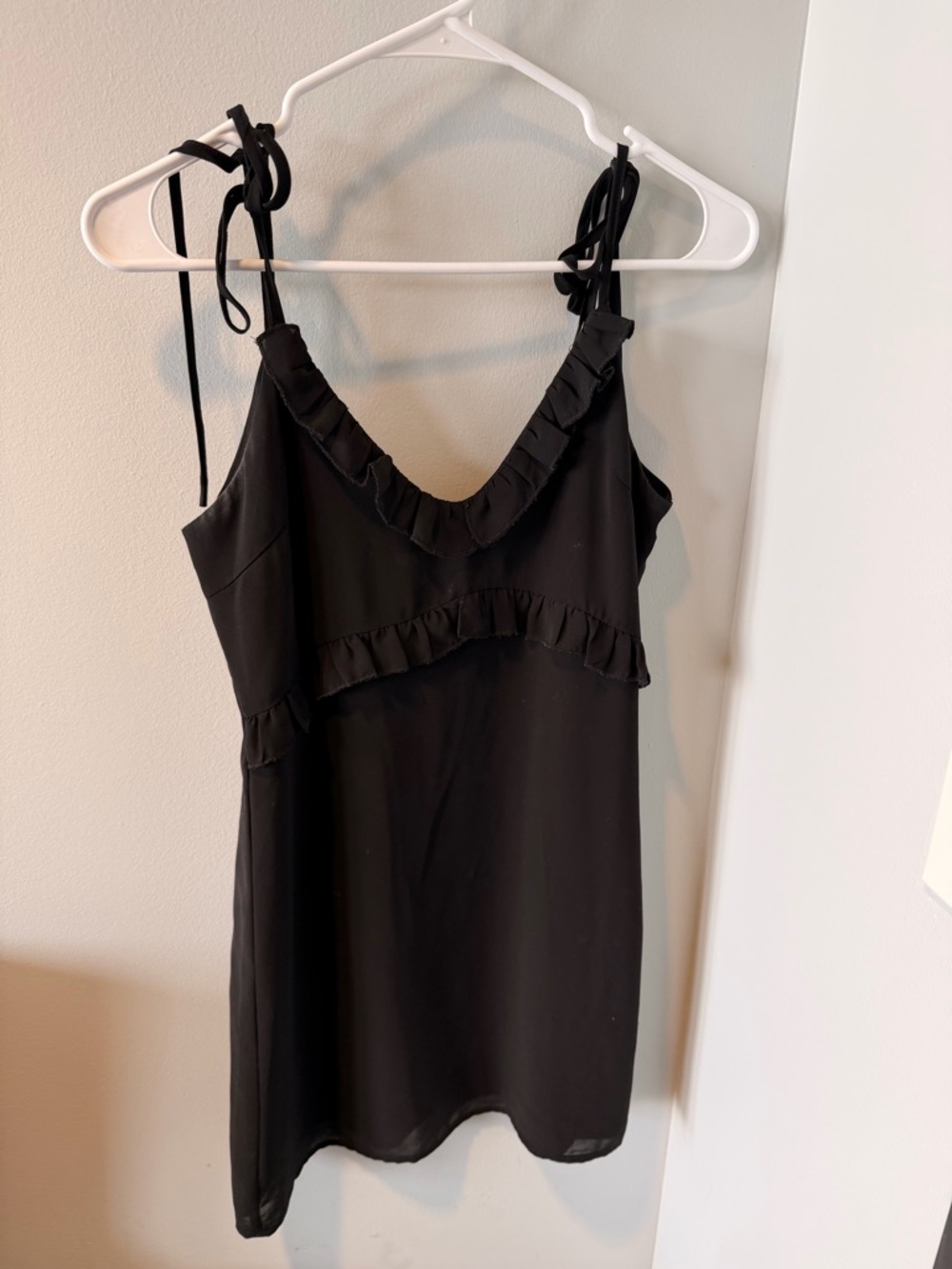 Honey Punch Black Ruffle Mini Dress